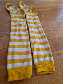 2x podkolenka vel 36-38 barva žlutá bílá proužky ponožka